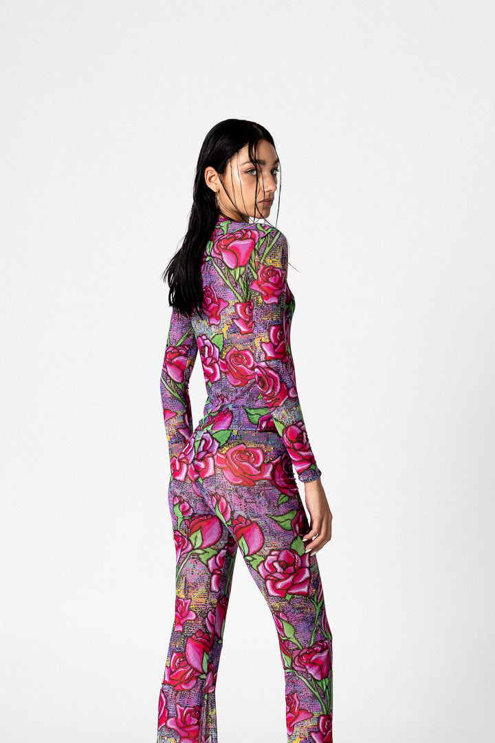 PIXEL ROSES MESH PANT