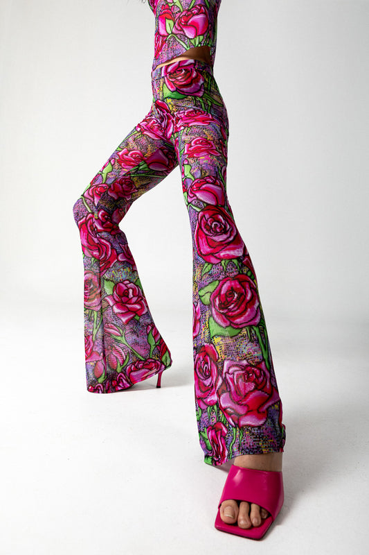 PIXEL ROSES MESH PANT