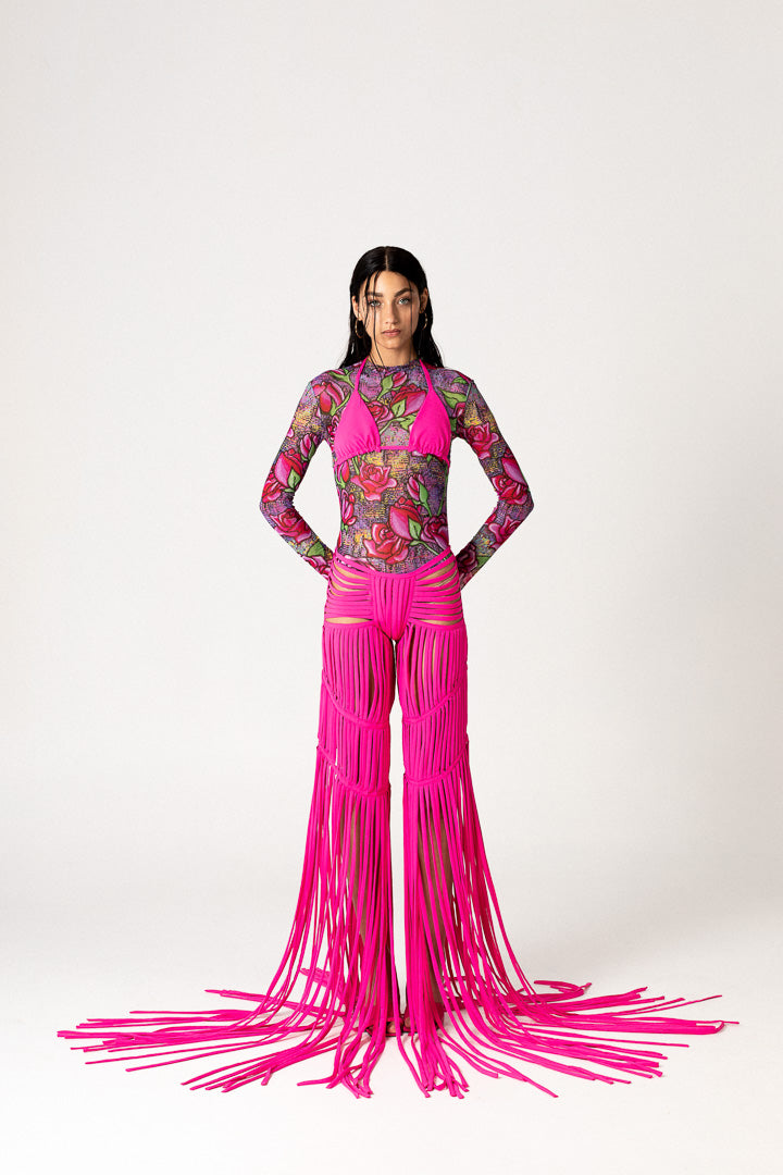 PIXEL ROSES MESH TOP