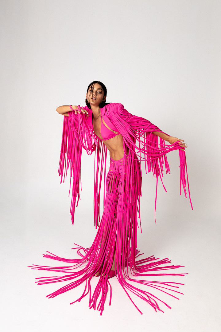 PINK FRINGED SUIT