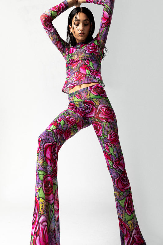 PIXEL ROSES MESH PANT